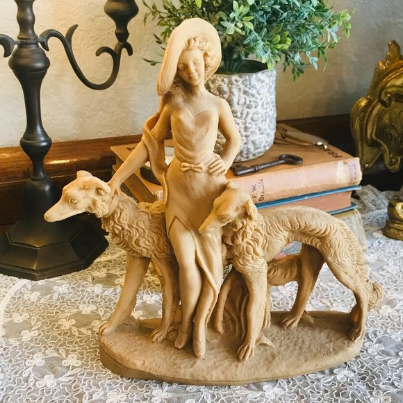 VTG Art Deco statue with Borzoi wolfhound's